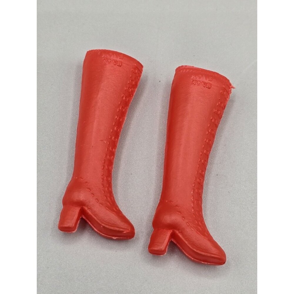 Vintage Barbie 1960s Mod Era Gogo Faux Lace Up Red boots 1 Pair‎ Hong Kong